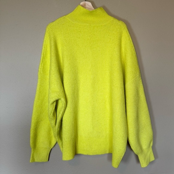 TOPSHOP Funnel Neck Oversized Ribbed Sweater In Green NWT Size XS - Picture 3 of 6
